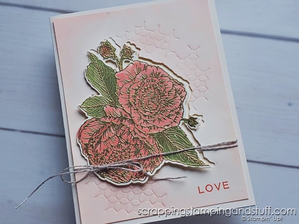 Click to see 5 heat embossing techniques to try today! Samples feature Stampin Up Fragrant Flowers, and include Joseph's Coat technique, watercolor wash, multicolor embossing, and how to emboss in any color!