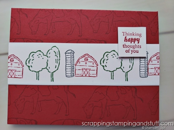 Take a look at these quick and easy beginner level cards that can be made in minutes with the Stampin Up On The Farm stamp set!