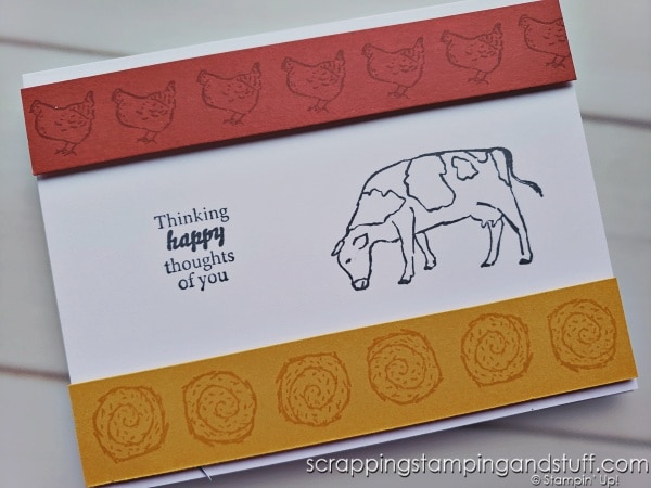 Take a look at these quick and easy beginner level cards that can be made in minutes with the Stampin Up On The Farm stamp set!
