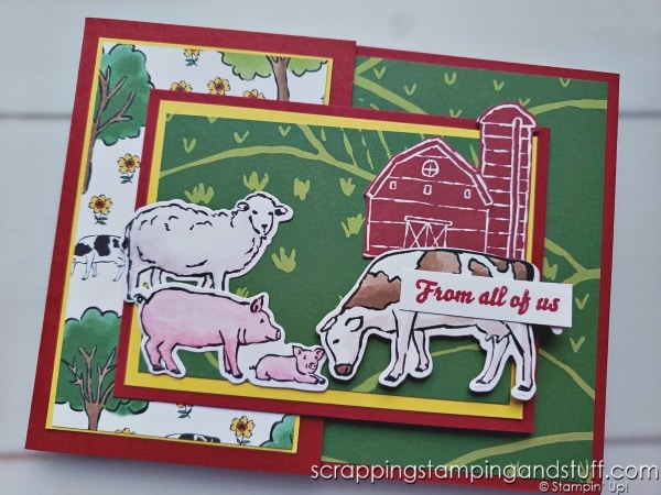 Take a look at these quick and easy beginner level cards that can be made in minutes with the Stampin Up On The Farm stamp set!