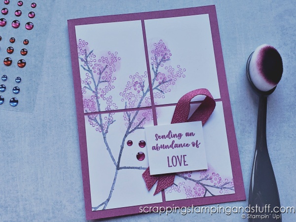 Click to see a new way to ink your stamps! I'm not using the stamp on an ink pad, and the results are amazing. Try this technique yourself! Samples feature Stampin Up Seasonal Branches