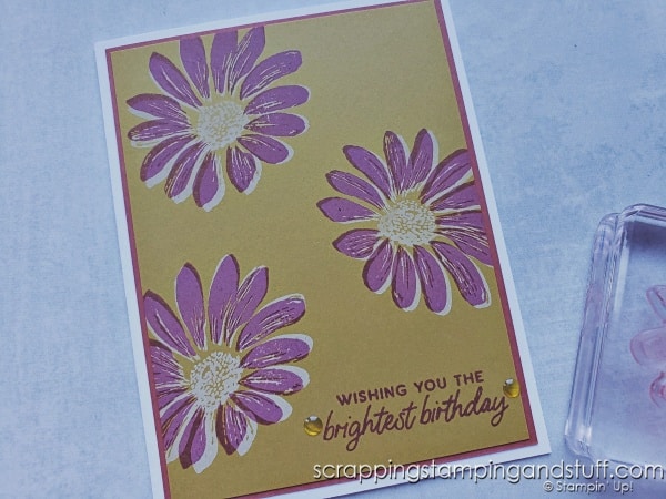 Not sure how to use white ink for card making? Click for six fun techniques for making neat cards with white ink! Stampin Up Cheerful Daisies