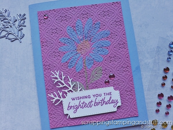Not sure how to use white ink for card making? Click for six fun techniques for making neat cards with white ink! Stampin Up Cheerful Daisies
