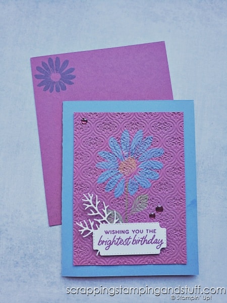 Not sure how to use white ink for card making? Click for six fun techniques for making neat cards with white ink! Stampin Up Cheerful Daisies