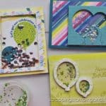 Click to see three creative shaker card ideas using the Stampin Up Beautiful Balloons bundle! Step up your shaker cards with these ideas!