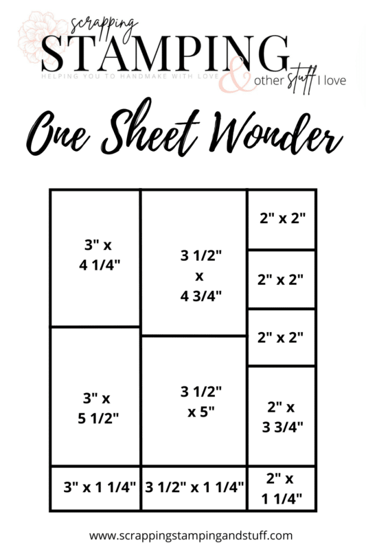 Click for the easiest one sheet wonder template you've ever seen! Start by stamping a piece of white cardstock, then cut into several pieces and mount them onto your card bases. You'll have a stack of cards in no time!