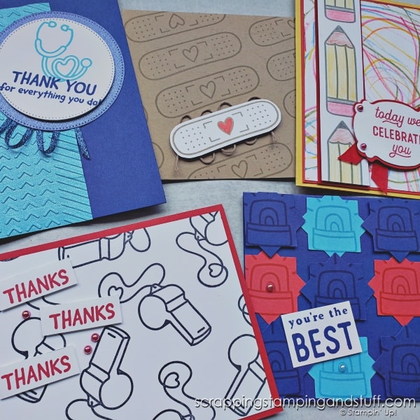 Wanting to make a card design with a single stamp, but not sure where to start? Take a look at these 5 card layouts created with a single stamp! Featuring the Stampin Up Everyday Thanks stamp set.