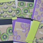 Click to see a simple shadow stamping technique using white ink, which also allows you to stamp on colored cardstock and get a true color result! Cards feature the Stampin Up Hello Kiwi stamp set.