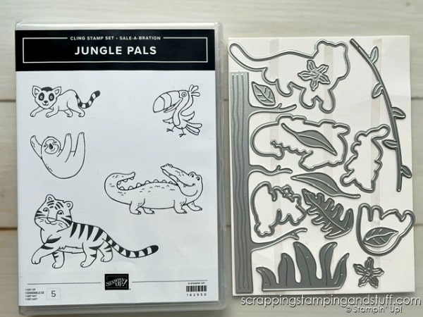 Stampin Up Sale-a-bration 2024 - Free Gift With $150 Purchase Jungle Pals Stamp And Die Set