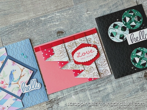 Use your paper stash with these 50 card designs! Includes fun fold cards, simple techniques, unique designs, and more.