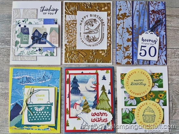 Use your paper stash with these 50 card designs! Includes fun fold cards, simple techniques, unique designs, and more.