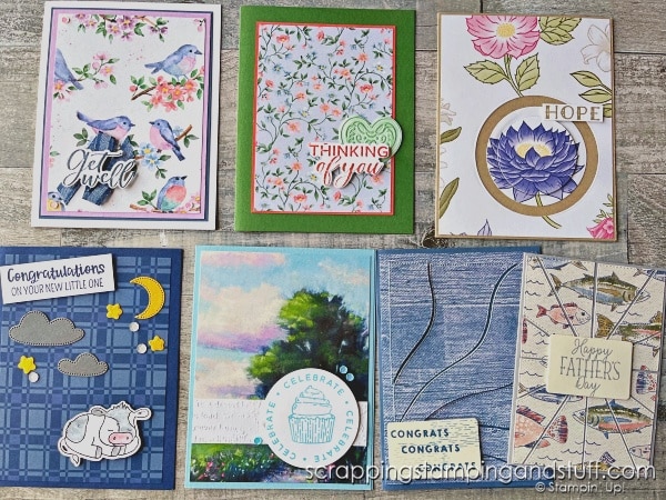 Use your paper stash with these 50 card designs! Includes fun fold cards, simple techniques, unique designs, and more.