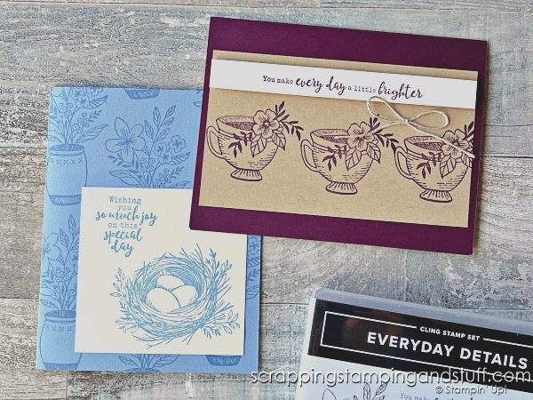 Create these SIMPLE card ideas in just 1 or 2 minutes! Click for 14 ideas using Stampin Up Quiet Reflection and more