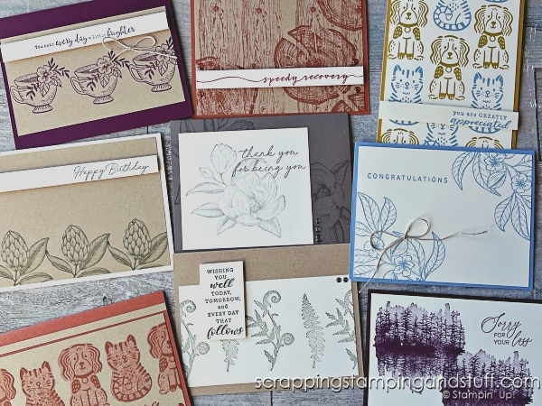 One Minute Card Ideas With Stampin Up Quiet Reflection & More