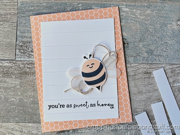 Click for 6 paper scrap card ideas to try today! Feature Stampin Up Bee My Valentine and Bright Skies