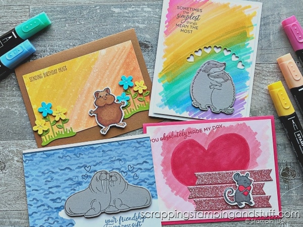 Click for 5 simple ways to use alcohol markers for simple and beautiful card making projects! Featuring Stampin Up Hearts & Hugs