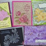 Have you ever thought about using fabric on handmade cards? Click to see lots of examples of techniques for using fabric for stunning cards!