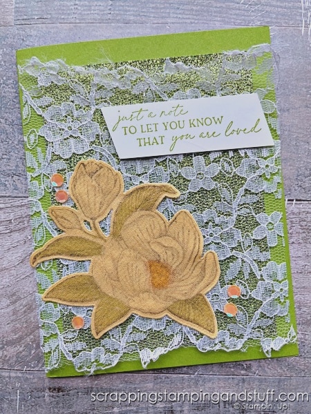 Have you ever thought about using fabric on handmade cards? Click to see lots of examples of techniques for using fabric for stunning cards!