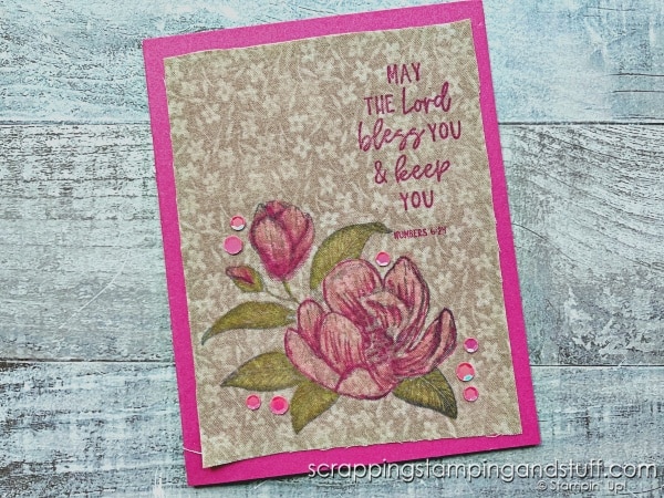 Have you ever thought about using fabric on handmade cards? Click to see lots of examples of techniques for using fabric for stunning cards!