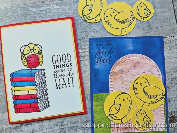 Click for 5 paper-saving tricks to save you money on your card making supplies! Adorable card samples feature the Stampin Up Bird's Eye View stamp set.