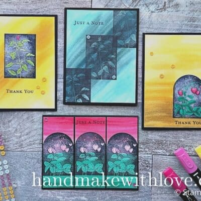 Click to see beautiful backgrounds created with alcohol markers, along with the Stampin Up Shadowed Shapes stamp set!