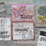 Large greeting stamps like the Stampin Up Layered Thoughts set allow you to make quick cards with little effort. Click for details!
