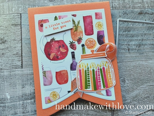 Learn to make custom shaped cards using any of the dies in your craft collection! Sample cares feature the Stampin Up Sweet Jar product bundle.