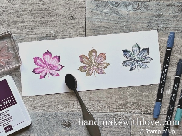 Click to see 3 simple ways to create realistic inking techniques! Anyone can do these easy techniques! Samples feature Stampin Up Artistic Leaves stamps.