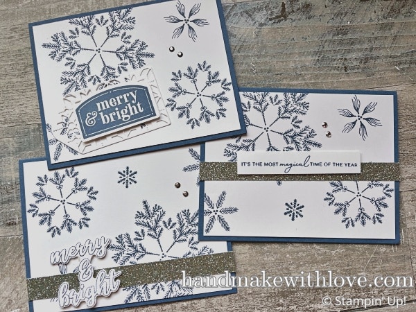 Click to watch as I create 9 snowflake cards in 25 minutes using lots of simple techniques and time saving tricks!