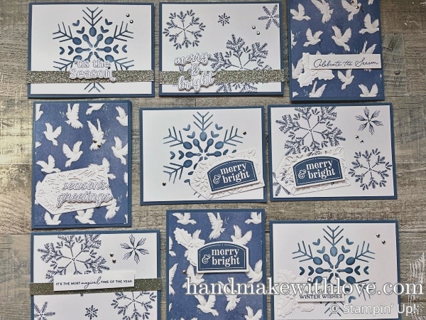 Click to watch as I create 9 snowflake cards in 25 minutes using lots of simple techniques and time saving tricks!