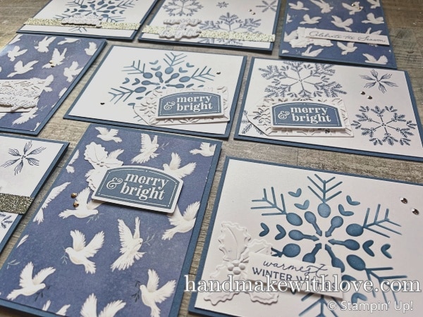 Click to watch as I create 9 snowflake cards in 25 minutes using lots of simple techniques and time saving tricks!