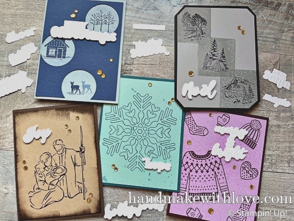 Would you believe me if I told you that you could make some card ideas in one minute? Watch along to see some super-simple design ideas that you can use for Christmas or other occasions throughout the year. Then create these cards in a flash!