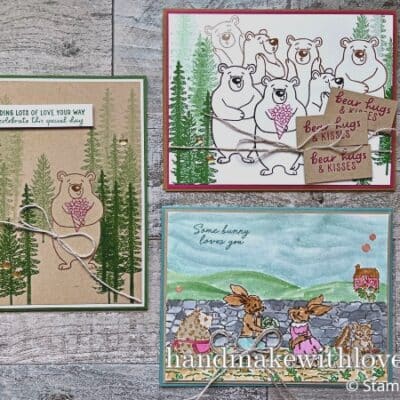 Click to see how to turn one or two stamps into a full, realistic-looking scene! See these cards made with Stampin Up Valentine Kisses with bears, then try this with your own stamps!