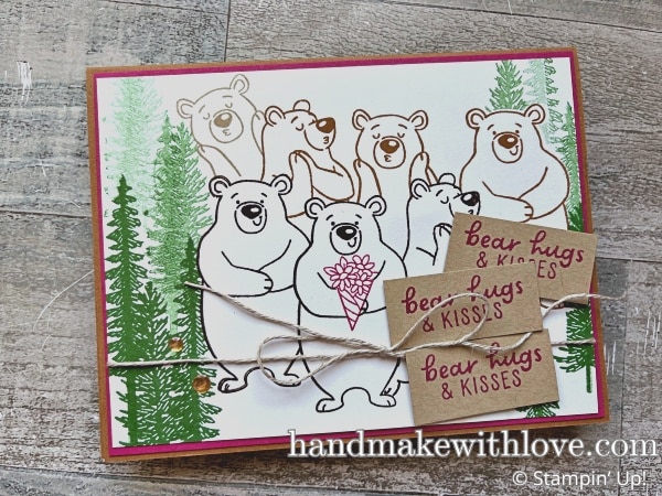 Click to see how to turn one or two stamps into a full, realistic-looking scene! See these cards made with Stampin Up Valentine Kisses with bears, then try this with your own stamps!