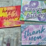 Click to see several simple ideas to use water spritzing techniques for card making. These cards are bright, bold, and tons of fun!
