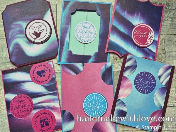 Click to see several fun and unique ideas for using your basic shape punches on your card projects! Circle punches, tags, squares, and other basic shapes are perfect for these techniques that I'm sharing with the Stampin Up Circle Sayings bundle.