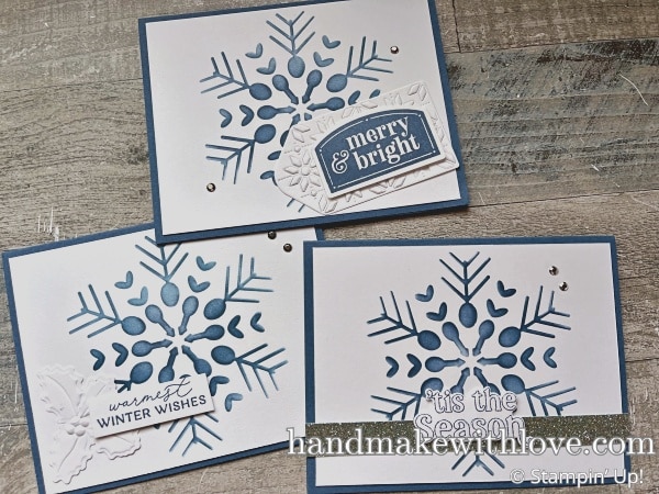 Click to watch as I create 9 snowflake cards in 25 minutes using lots of simple techniques and time saving tricks!