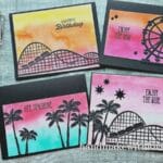 Learn how to create these simple card background techniques, then stamp over with black ink for stunning silhouette cards! Featuring Stampin Up Boardwalk Fun stamp set.