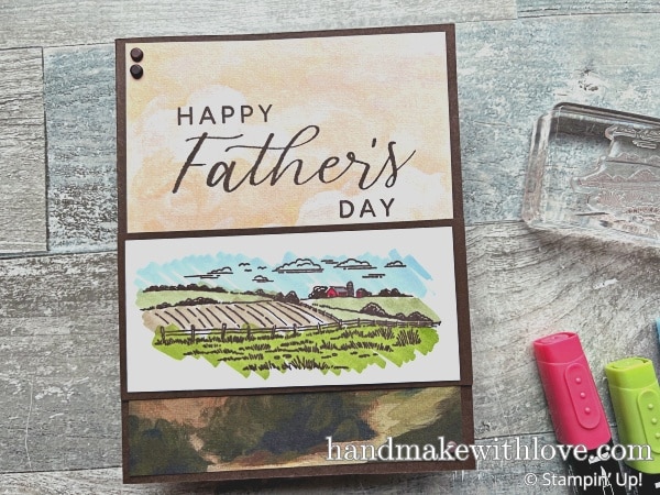 Click to see options for how to 'color' stamped outline images without coloring them! Samples feature the Stampin' Up! Far Away Landscape stamp set. 