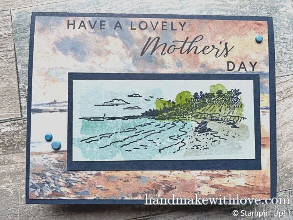 Click to see options for how to 'color' stamped outline images without coloring them! Samples feature the Stampin' Up! Far Away Landscape stamp set. 