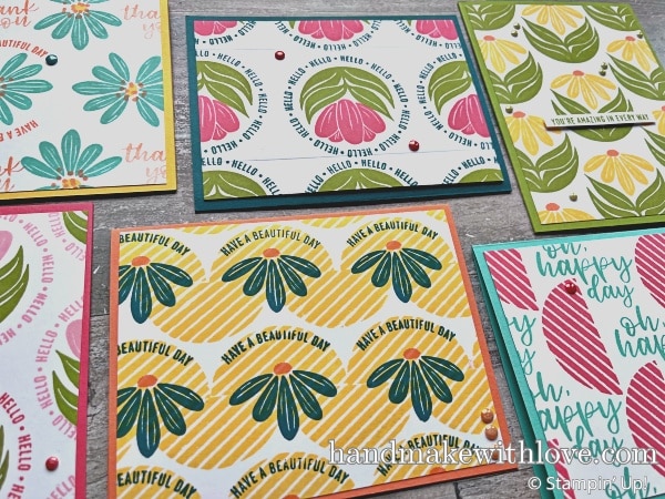 Are you stumped how to make a card using one stamp in your collection? Click to see six examples of mosaic cards made with the Stampin' Up! A Round Of Hellos Stamp Set to inspire you!