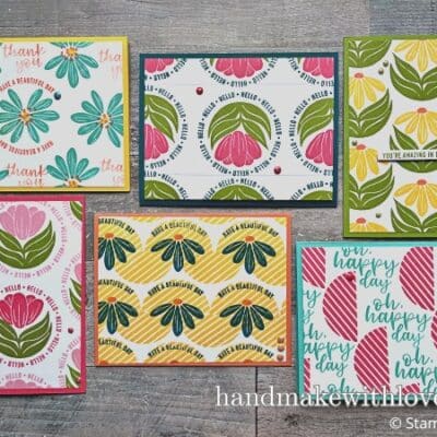 Are you stumped how to make a card using one stamp in your collection? Click to see six examples of mosaic cards made with the Stampin' Up! A Round Of Hellos Stamp Set to inspire you!