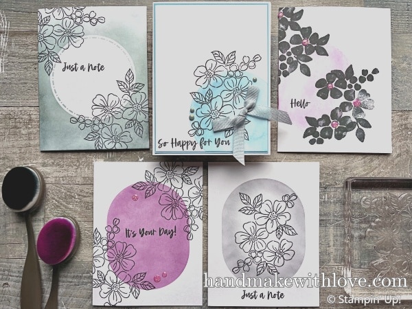 Click to see a shockingly simple card design that can be created in minutes using just a blending brush, mask created from a basic shape die, and one stamp! 