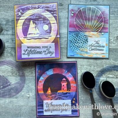 urn your patterned papers into stunning scenes! All you need is designer paper, blending brushes, and the Stampin Up Sunset Coast stamp and die set.