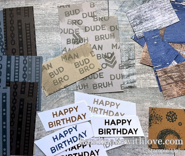 Make a stack of cards for men quickly with the Stampin Up Gears And Textures stamp set and these awesome busy-person card making tricks! 