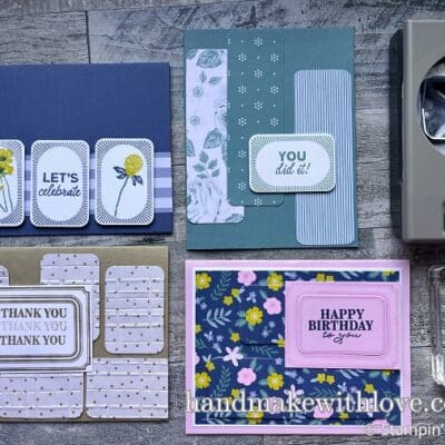 Click to see four simple card designs that can be created with any of the paper punches in your card making collection! Samples feature the Stampin Up Exciting Times bundle.