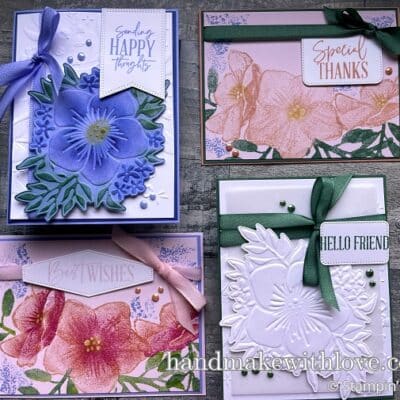 WOW your cards with this easy trick for inking your stamps! Cards feature the Stampin Up Opulent Oasis stamp and die set.